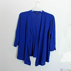 Women's Notations Blue Knit Cardigan, No Buttons, Elastic Back, Size L